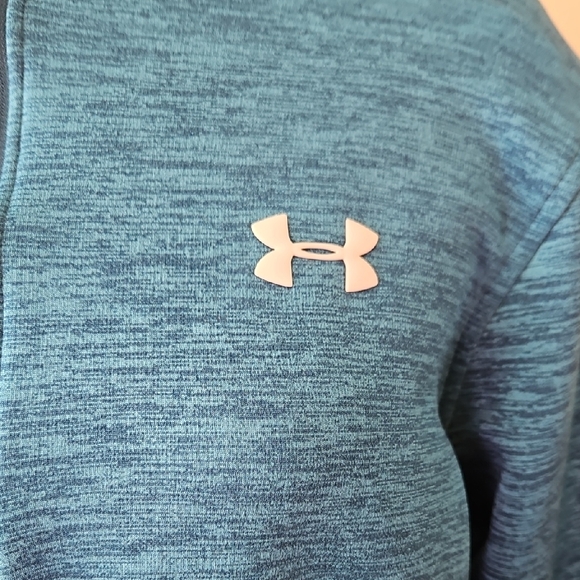 Under Armour UA Heathered Blue Teal Quarter Length Zip-Up Sweatshirt - Picture 2 of 6